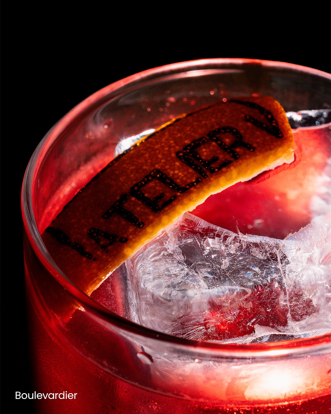 Boulevardier classic cocktail at the Atelier V craft cocktail bar, Indore