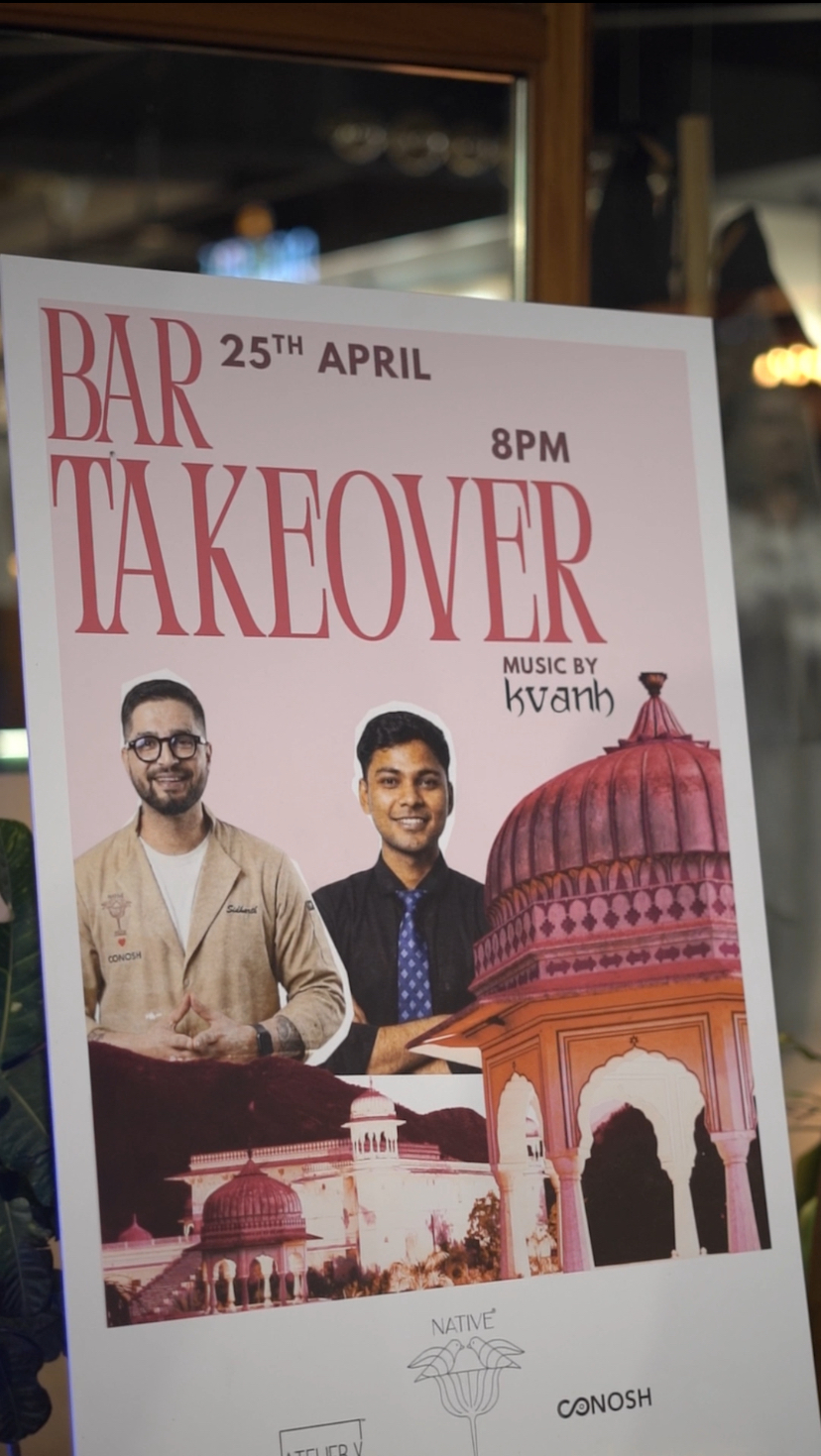 Native Cocktail Room bar takeover event Indore – Conosh curated guest shift at Atelier V April 2026, ranked #25 Best Bar India
