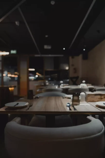 "Evening ambience at Atelier V fine dining restaurant in Indore"